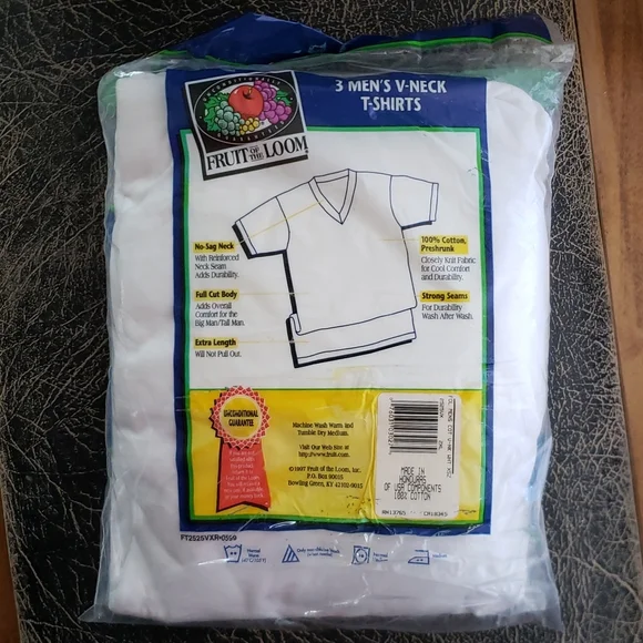 New Mens V-Neck short sleeve white t-shirts 3 pack 100% cotton  2XL Big and tall - Picture 2 of 3